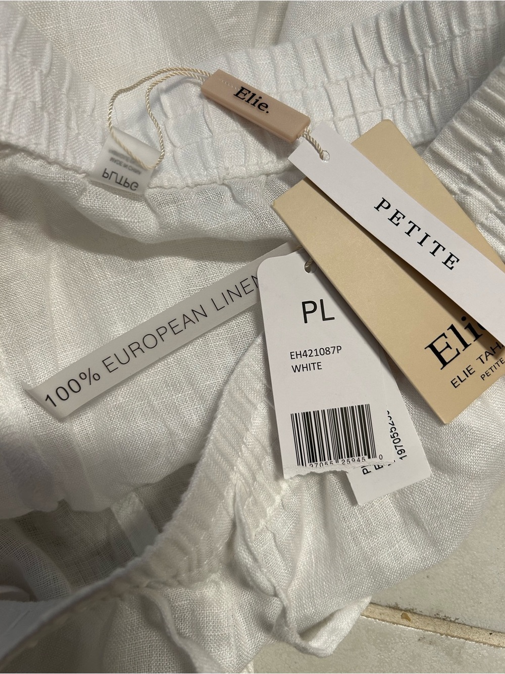 NEW Elie Linen Wide-Leg White Pants Beach Pool Travel size Large - Picture 2 of 9